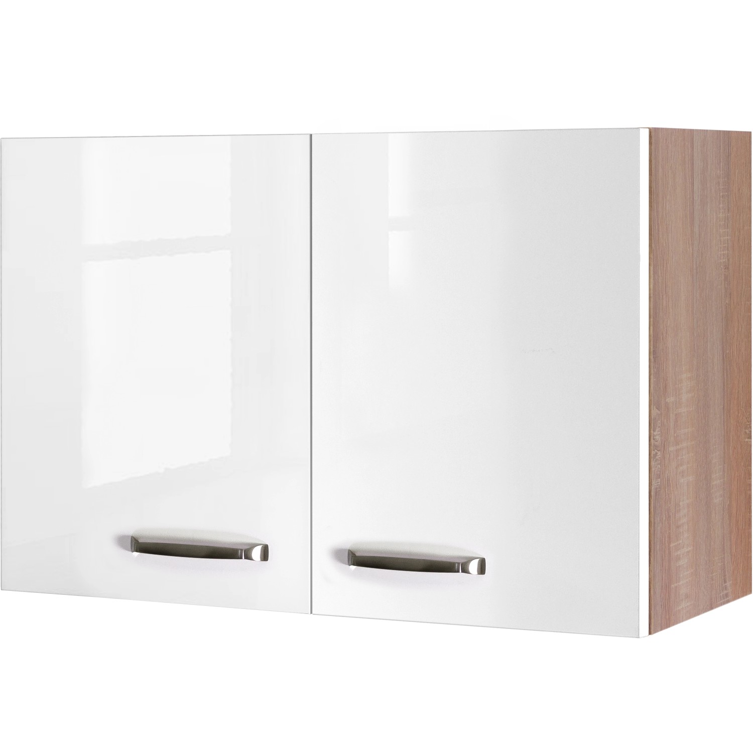 Flex-Well Exclusiv Oberschrank Valero 80 cm x 55 cm Hochglanz Weiß-Sonoma Eiche