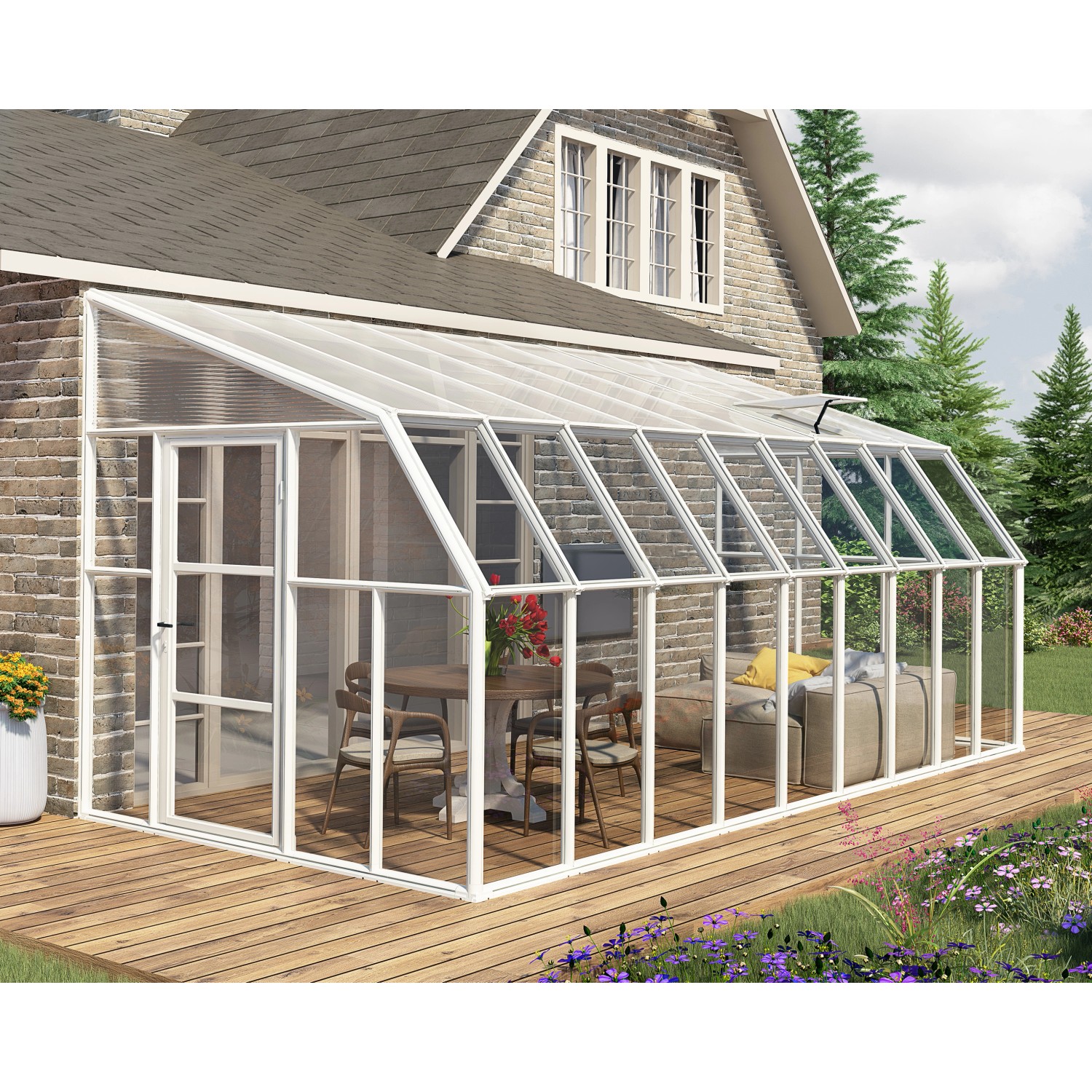 Palram - Canopia Gewächshaus Sun Room 570 cm x 257 cm Weiß günstig online kaufen