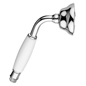 Kronenbach Handbrause IOTA 2.0 Chrom mit weißem Griff im Retro-Stil.