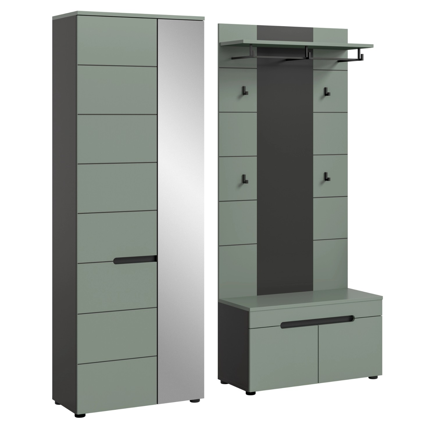 Thumbnail - Inn.Furn Garderoben-Set 3-teilig in Salbei und Grau 160 cm Cooper