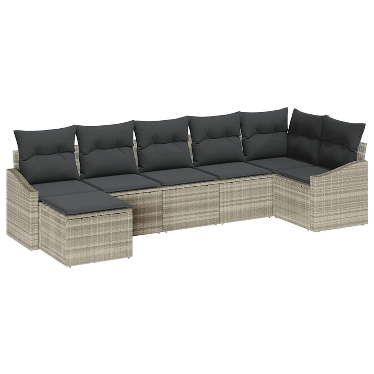 vidaXL Garten-Sofa-Set 7-Tlg Hellgrau Poly Rattan 3346812 günstig online kaufen