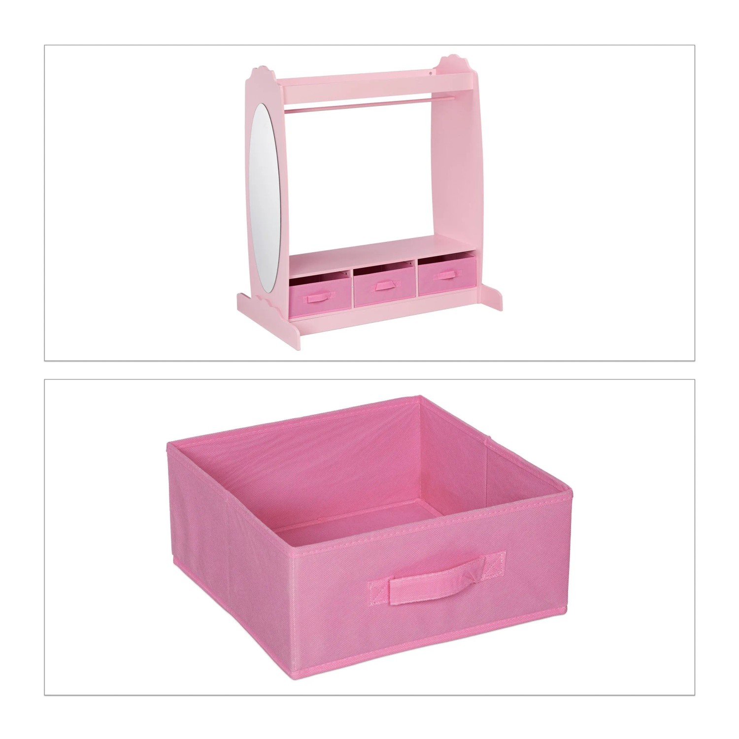 Relaxdays Kinder Kleiderständer MDF Rosa mit Spiegel 107 cm x 97,5 cm x 61 cm 21,3 kg