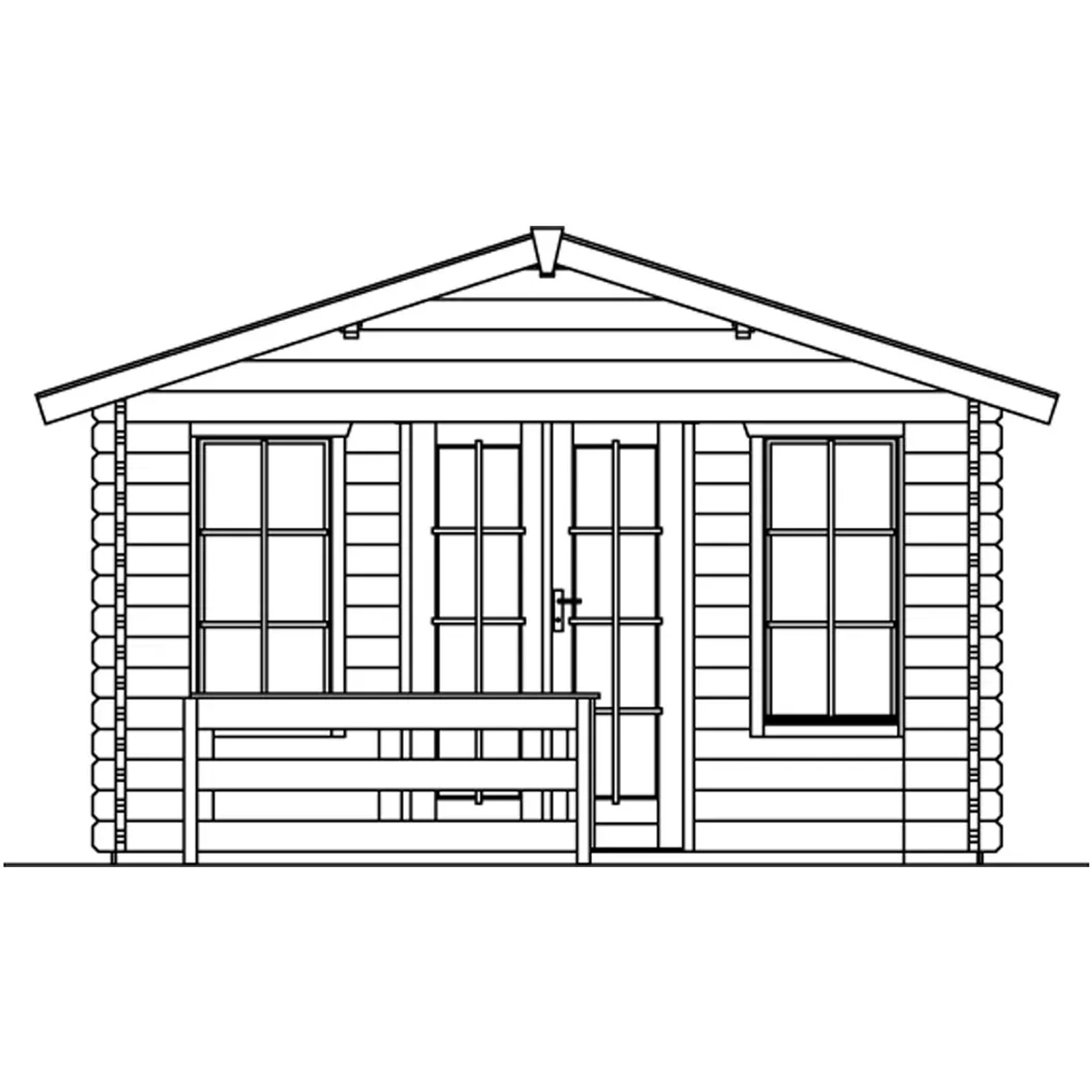 Holz-Gartenhaus Holmestrand von Skan Holz, 380x300cm, naturbelassen mit Anbau und Doppeltür.