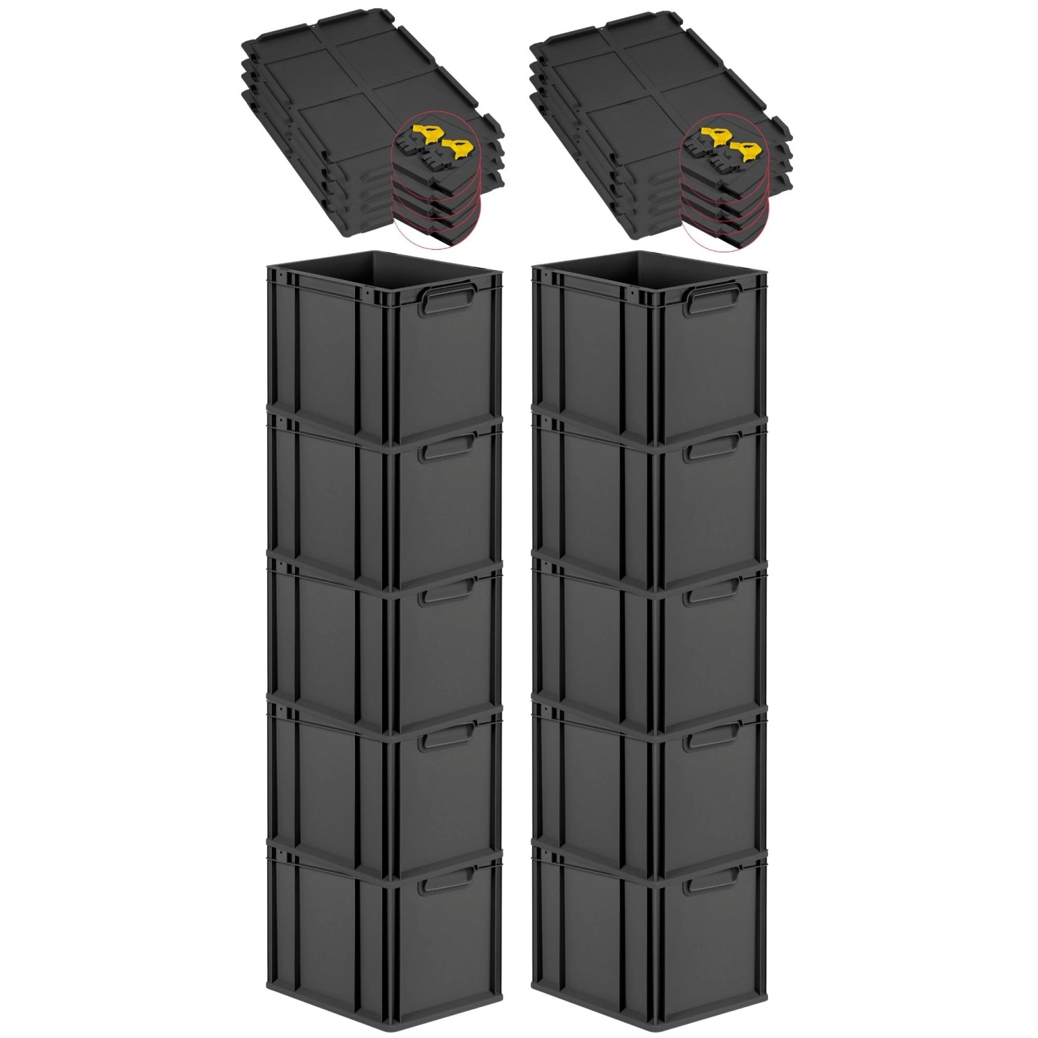 PROREGAL SuperSparSet 10x Eurobox Nextgen Grip Mit Scharnierdeckel Und Gelb günstig online kaufen