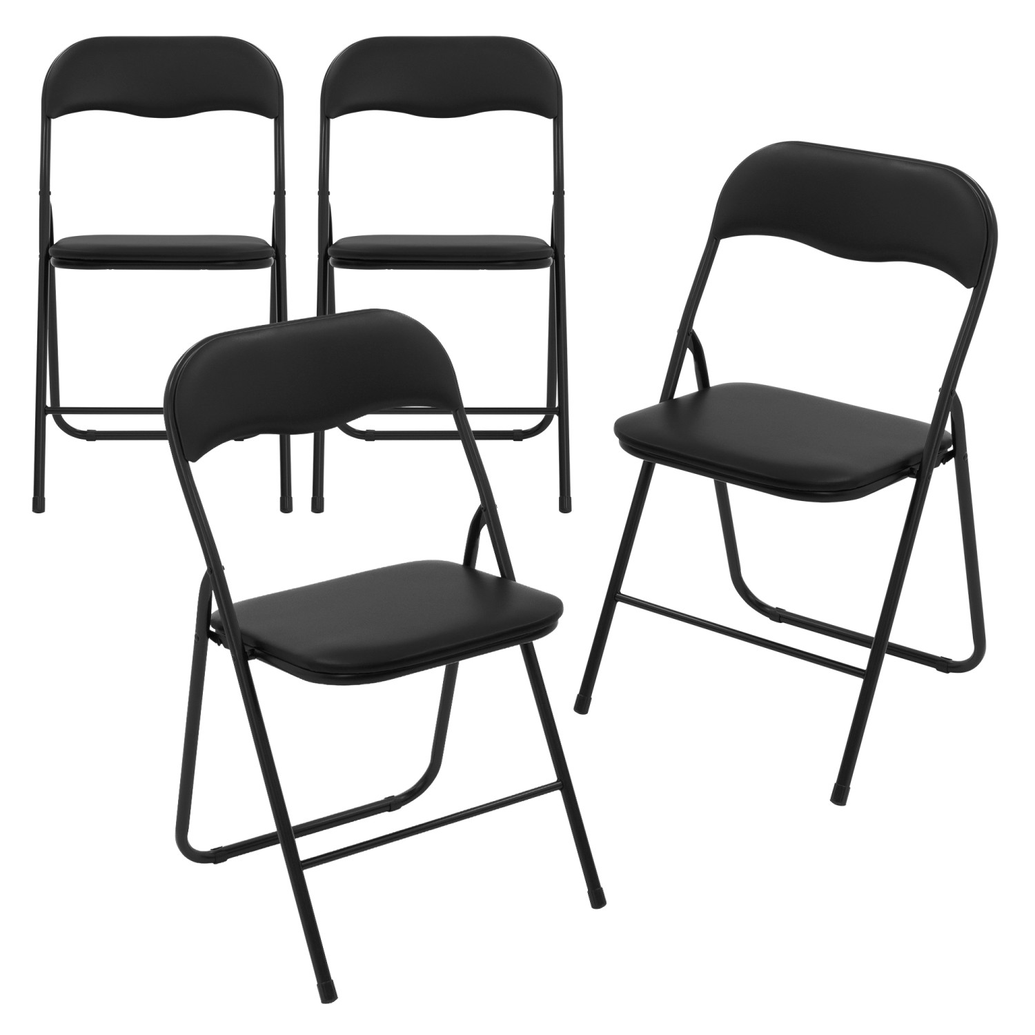 ECD Germany 4Er Set Klappstuhl aus Kunstleder Schwarz mit Metallrahmen günstig online kaufen