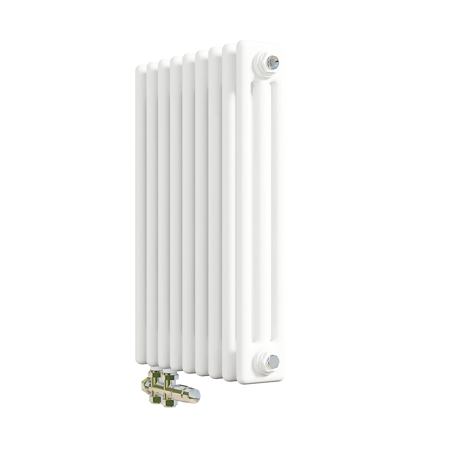 AICA Traditioneller Heizkörper 600 x 425 mm Gusseisenstil 3 Spalten mit Seitenanschluss Weiß 642W