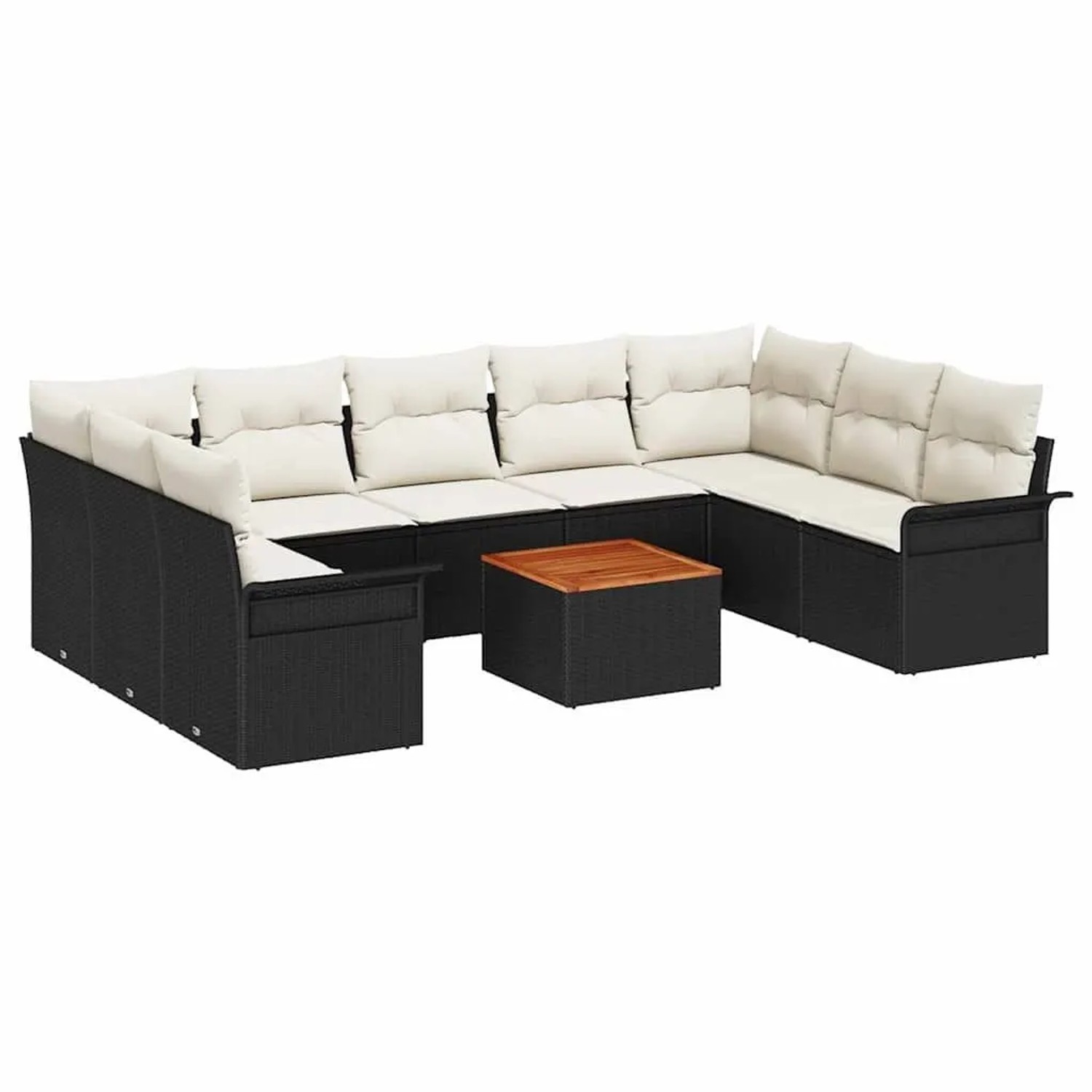 vidaXL Gartensofa-Set 10 Stk Schwarz und Creme Poly-Rattan 3356038