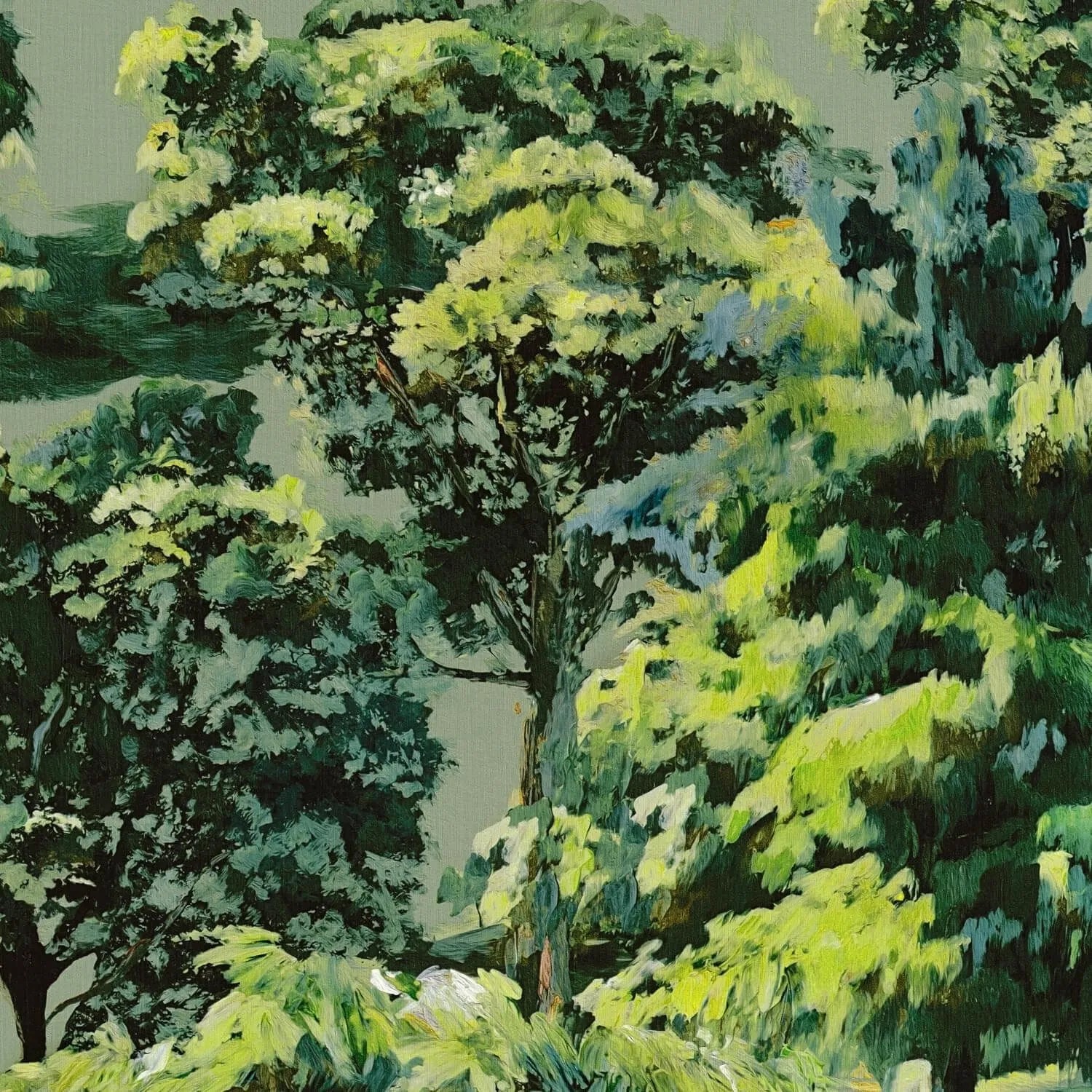 PROFHOME 791877-GU Natur Tapete Wald Grün Gelb-Grün Tannen-Grün Weiß 0,53 m x 10,05 m 5,33 m2