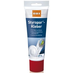 Tube OBI Styropor-Kleber, beige, 400g, für Wand- und Deckenplatten.