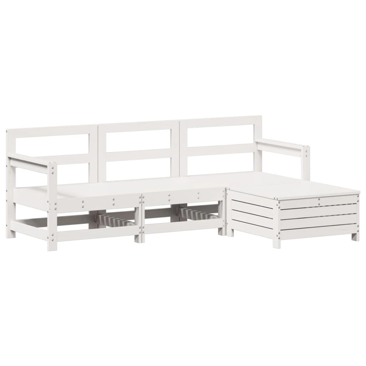 vidaXL 4-Tlg Garten-Sofagarnitur Weiß Massivholz Kiefer 3250801 günstig online kaufen