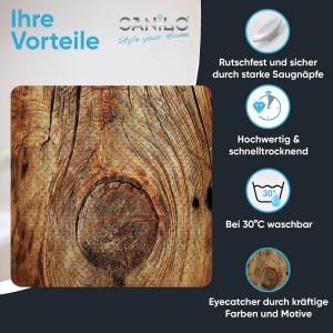 Sanilo Badematte Rustikal mit Holzoptik, rutschfest für Dusche & Badewanne.