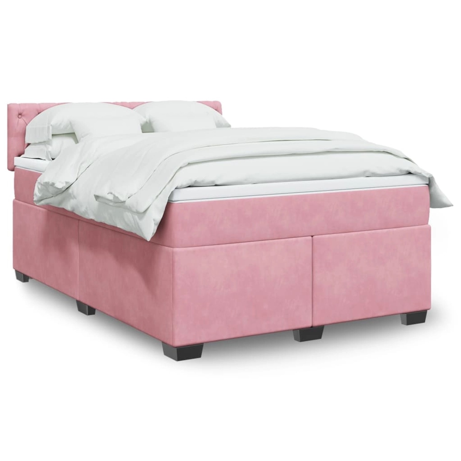 vidaXL Boxspringbett mit Matratze Rosa 140x200 cm Samt 3288641 günstig online kaufen