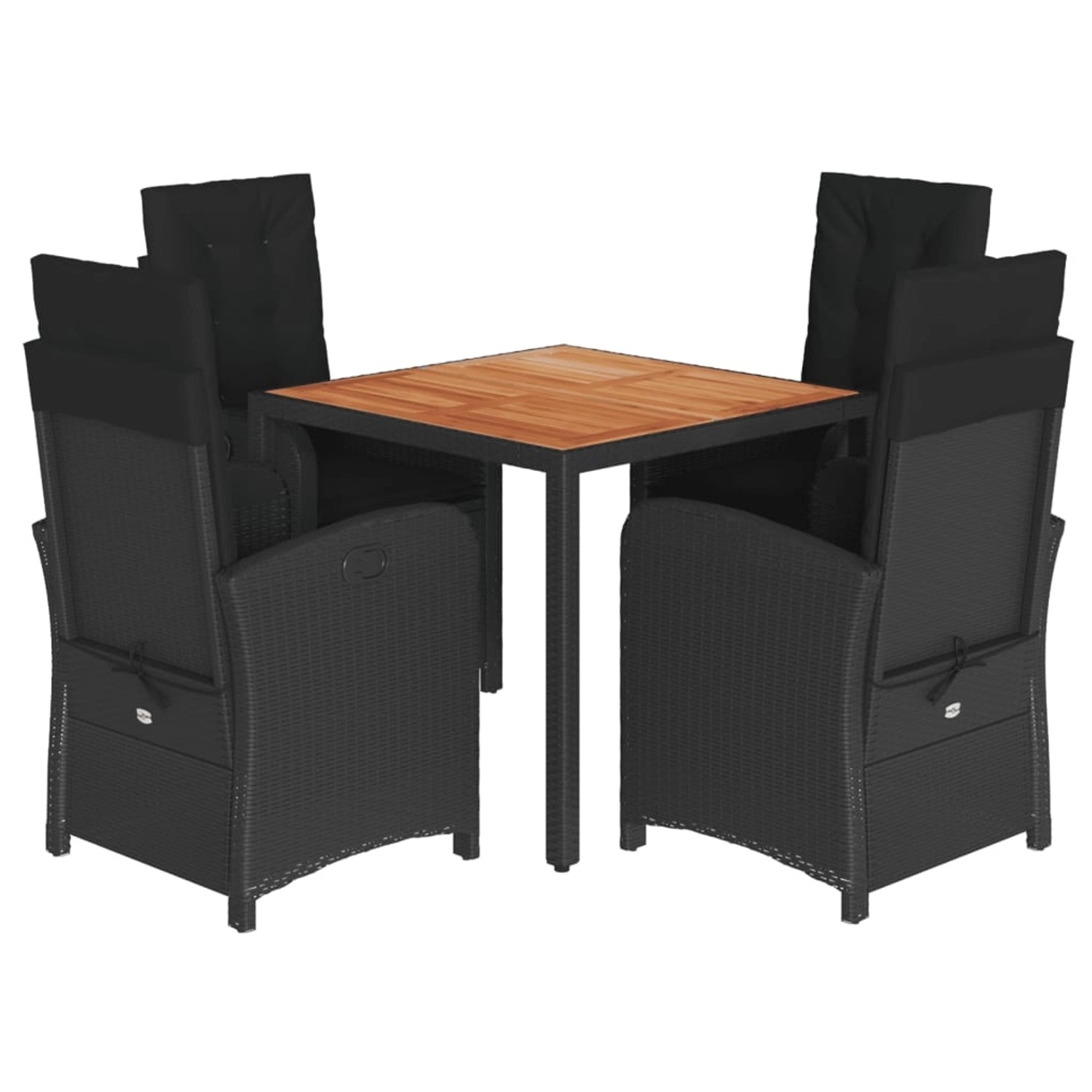 vidaXL 5-Tlg Garten-Essgruppe mit Kissen Schwarz Poly Rattan 3212231 günstig online kaufen