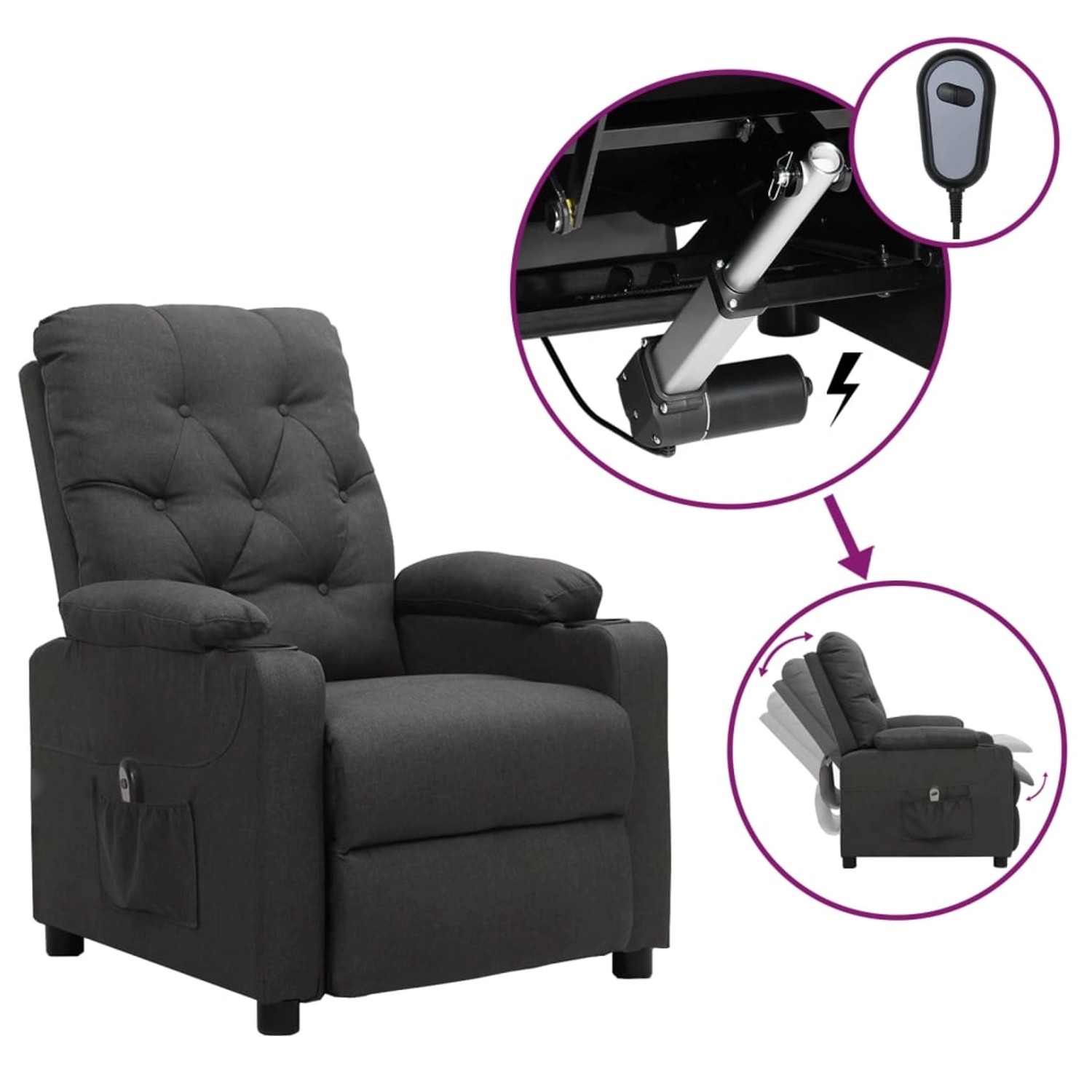 vidaXL Relaxsessel Elektrisch Dunkelgrau Stoff 3098840 günstig online kaufen