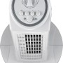 Weißer Turmventilator (78 cm) mit Timer und Geschwindigkeitsstufen.