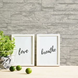 Helle 3D Steinoptik Tapete Bricoflor für Wohnzimmer & Schlafzimmer.