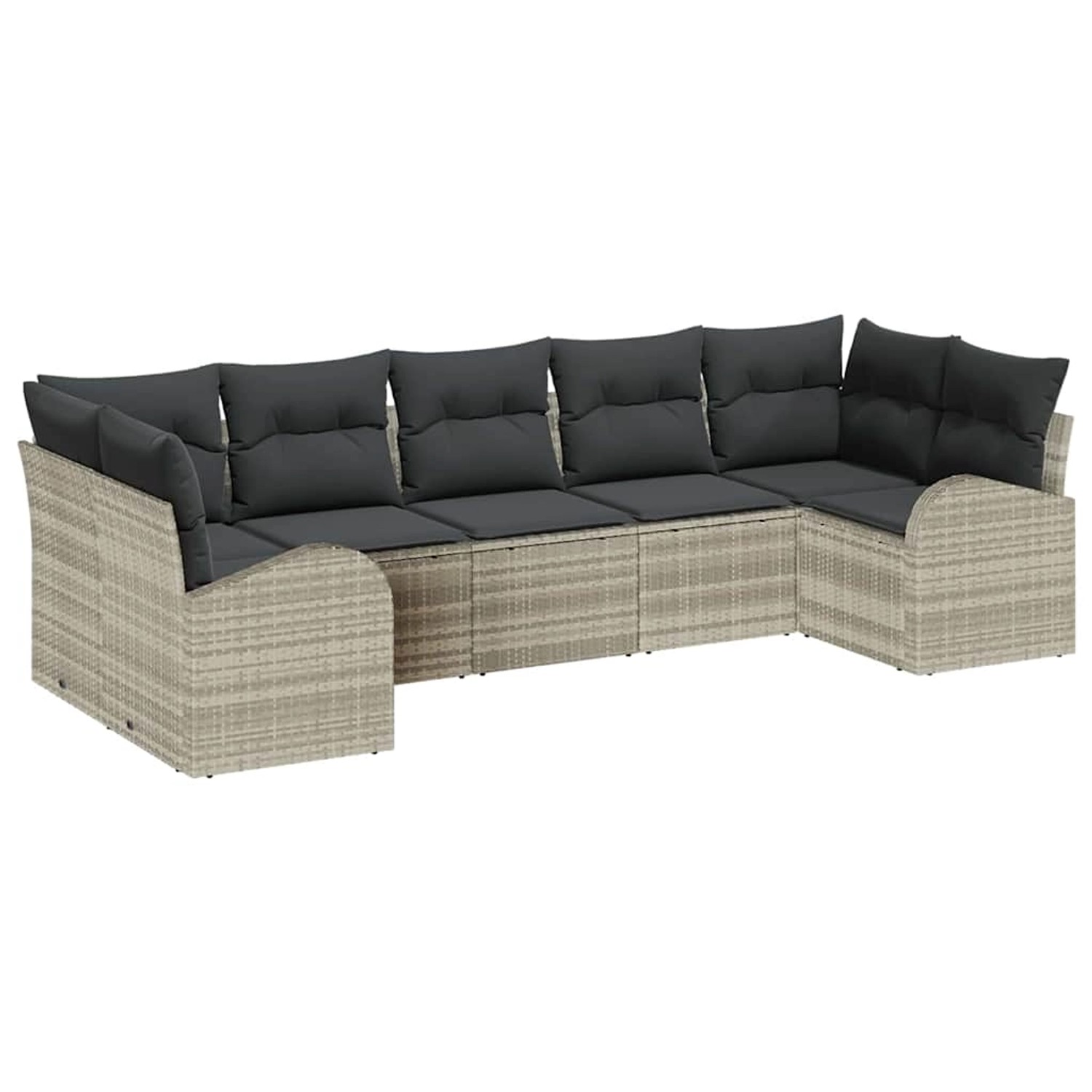 vidaXL Garten-Sofa-Set 7-Tlg Hellgrau Poly Rattan 3346192 günstig online kaufen