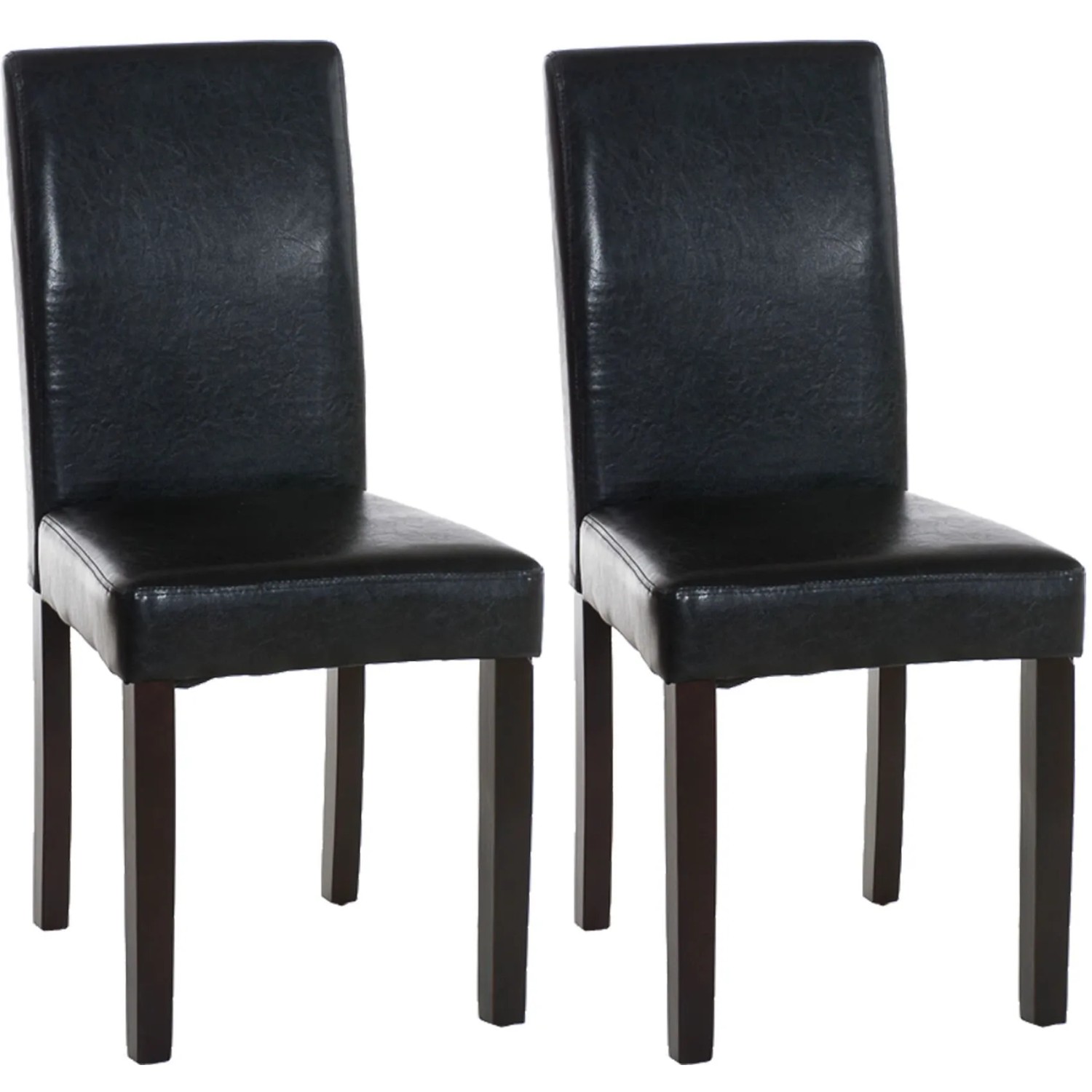 DELUKE 2er Set Esszimmerstuhl DALAN Kunstleder Schwarz 41x47x91cm Dunkelbraun Essstühle Esszimmerstühle Küchenstühle Wohnzimmerstühle