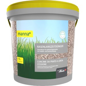 Eimer Manna Rasenlangzeitdünger 10kg für dichten, grünen Rasen.