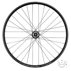 Force Fahrrad Vorderrad, 27,5 Zoll, mit 6-Loch Scheibenaufnahme, schwarz.