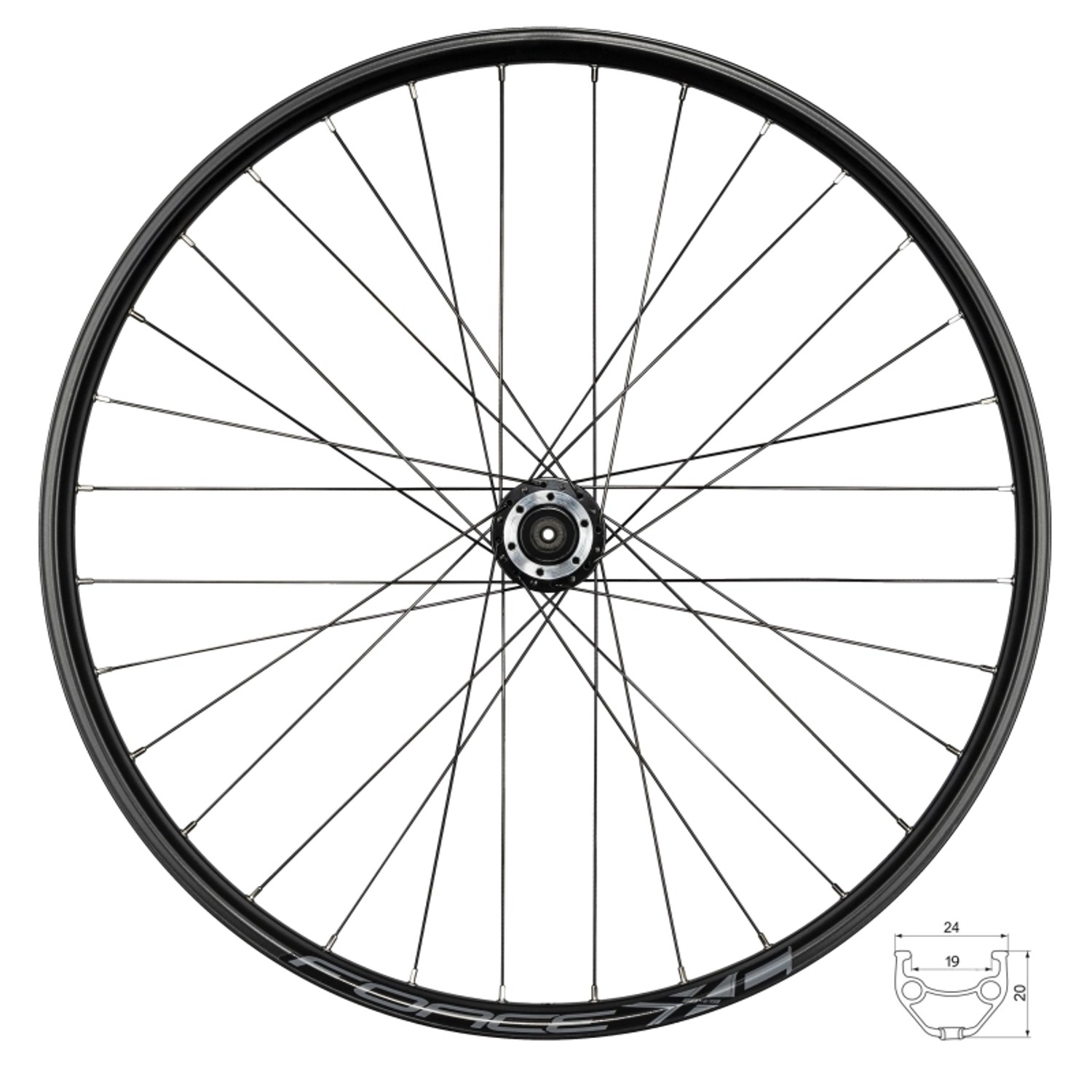 Force Fahrrad Vorderrad 27,5 Zoll mit 6 Loch Disk Aufnahme Abmessung 584x19mm