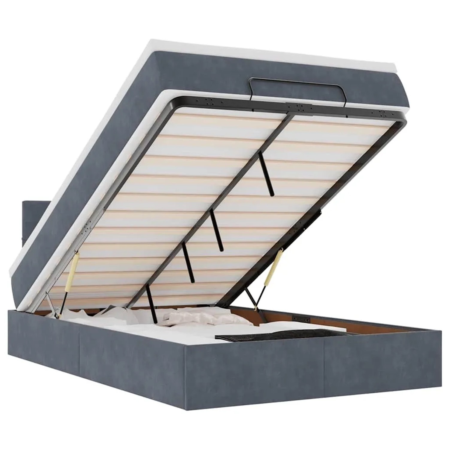 vidaXL Ottomane Bett mit Matratze und LEDs Dunkelgrau 120x190 cm Samt 3312609