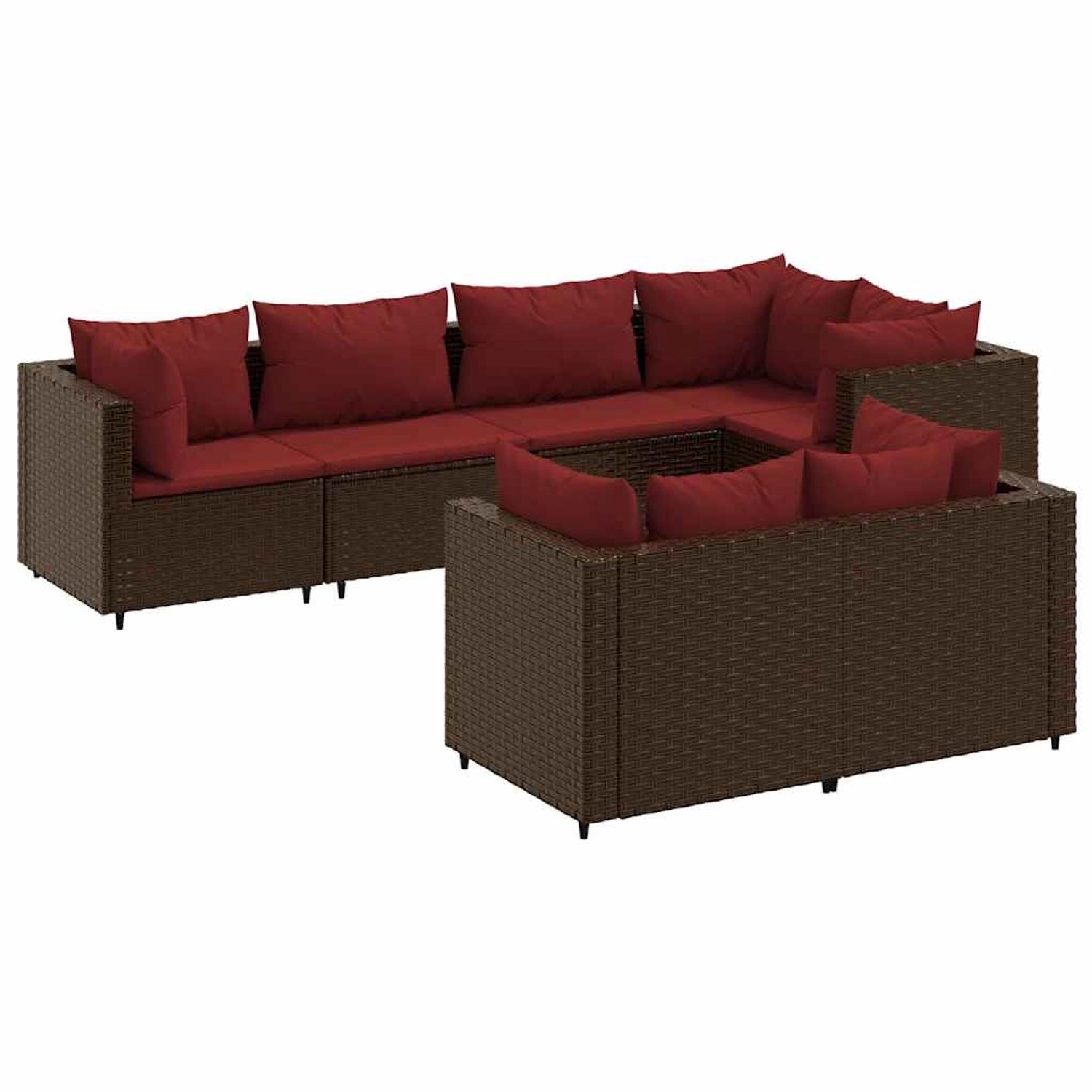 vidaXL 7-Tlg Garten-Lounge-Set mit Kissen Braun Poly Rattan 3308189 günstig online kaufen