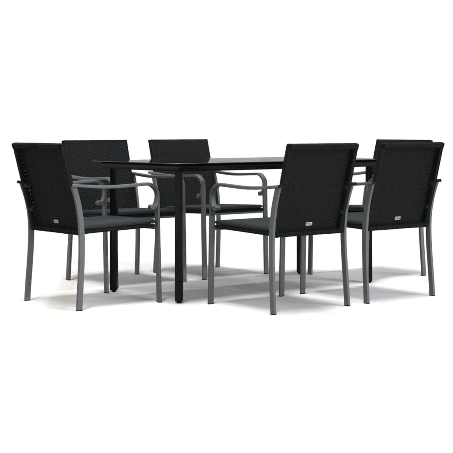 vidaXL 7-Tlg Garten-Essgruppe mit Kissen Poly Rattan und Stahl 3186964 günstig online kaufen
