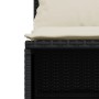 Detailaufnahme: Schwarze vidaXL Garten-Sofagarnitur aus Rattan mit cremefarbenen Kissen.
