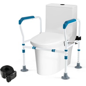 Costway Aufstehhilfe Toilette 6-Fach Höhenverstellbar Bis 136 kg Blau
