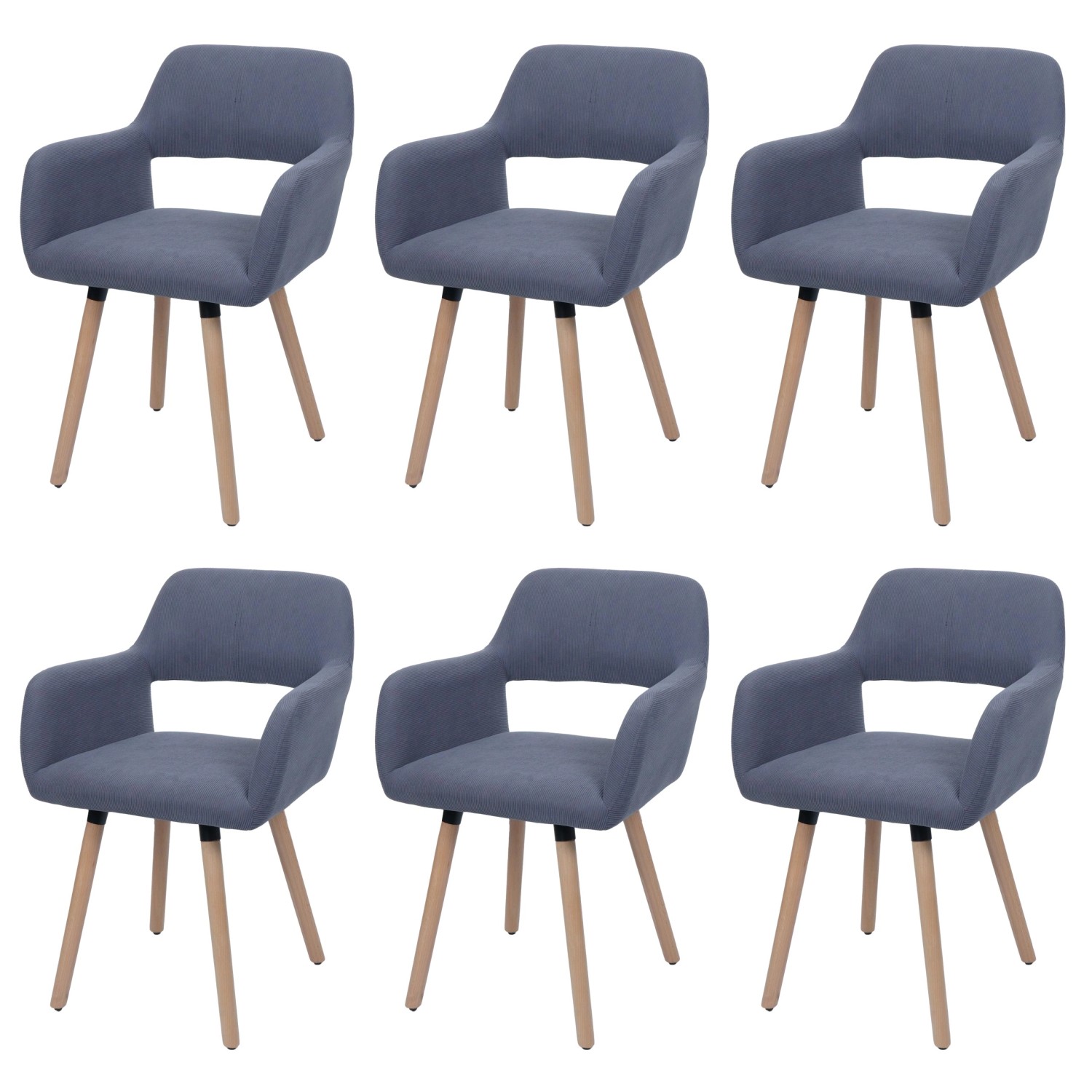 MCW Esszimmerstuhl A50 II 6er-Set Dunkelgrau Stoff/Textil Cord 400g/m² günstig online kaufen