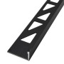 Schwarze Dalsys Fliesenschiene aus Aluminium, 2,5m, 8mm, Winkelprofil mit Dreieck-Lochmuster.