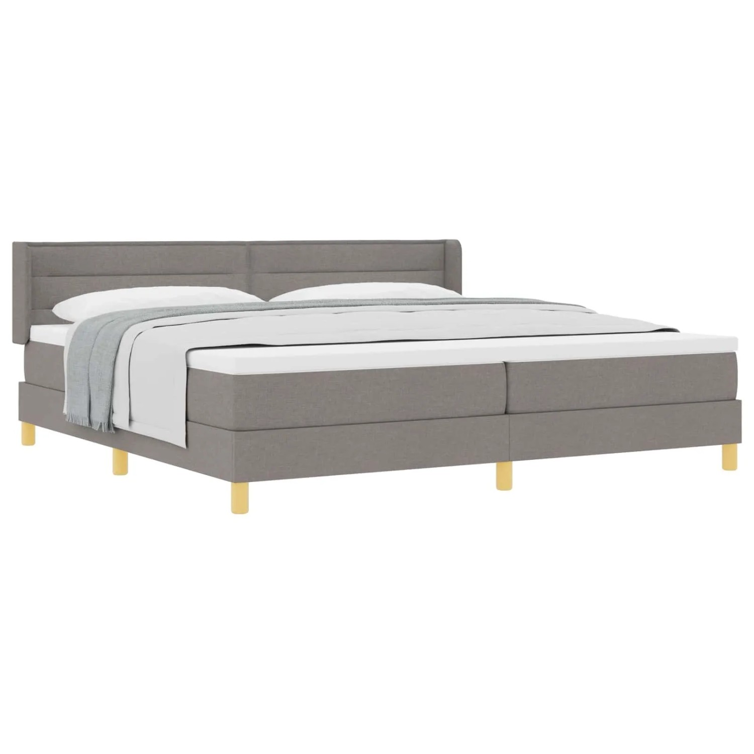 vidaXL Boxspringbett mit Matratze Taupe 200 x 200 cm Polyester 3341255