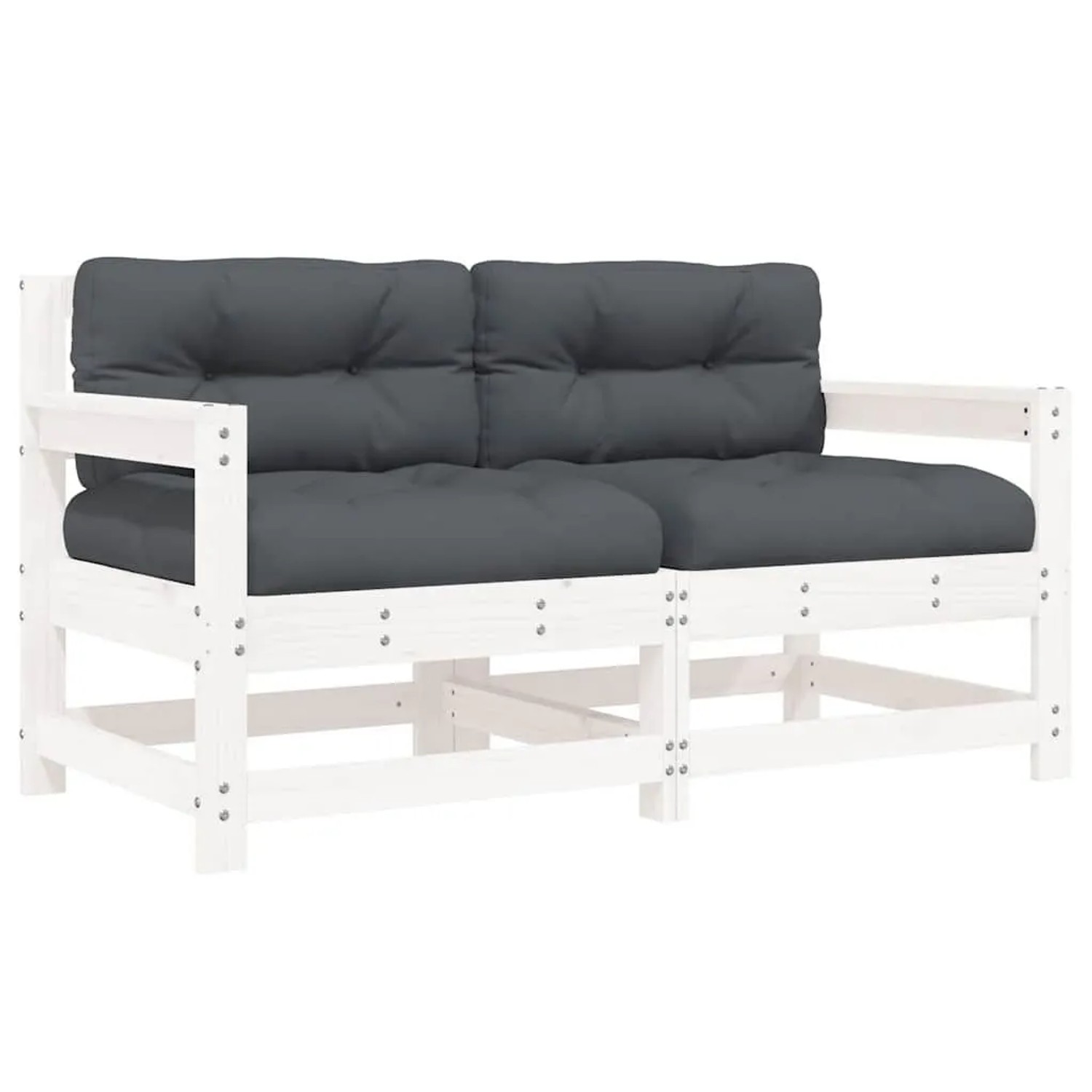 vidaXL Gartenstühle mit Kissen 2 Stk Weiß Massivholz Kiefer 825591