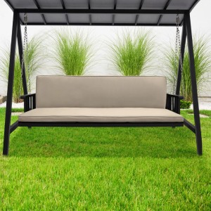 Beige Hollywoodschaukelauflage 180x50cm für 3-Sitzer, Sitz- und Rückenpolster auf Gartenschaukel.