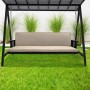 Beige Hollywoodschaukelauflage 180x50cm für 3-Sitzer, Sitz- und Rückenpolster auf Gartenschaukel.