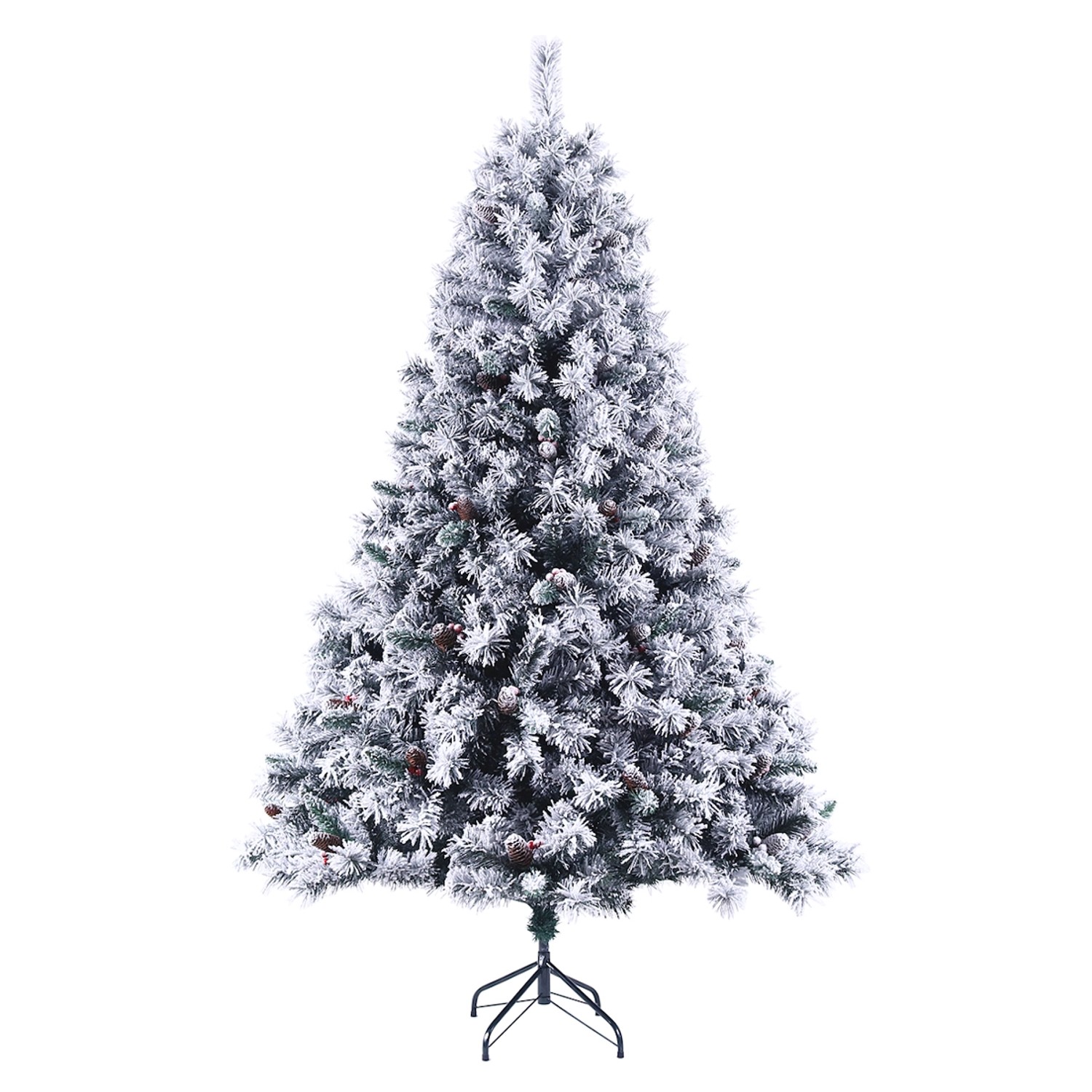 Svita Weihnachtsbaum Künstlich Schnee Mit Tannenzapfen Und Beeren 1017 Zweig-Spitzen Inkl. Ständer Luvi-Nadeln 210cm