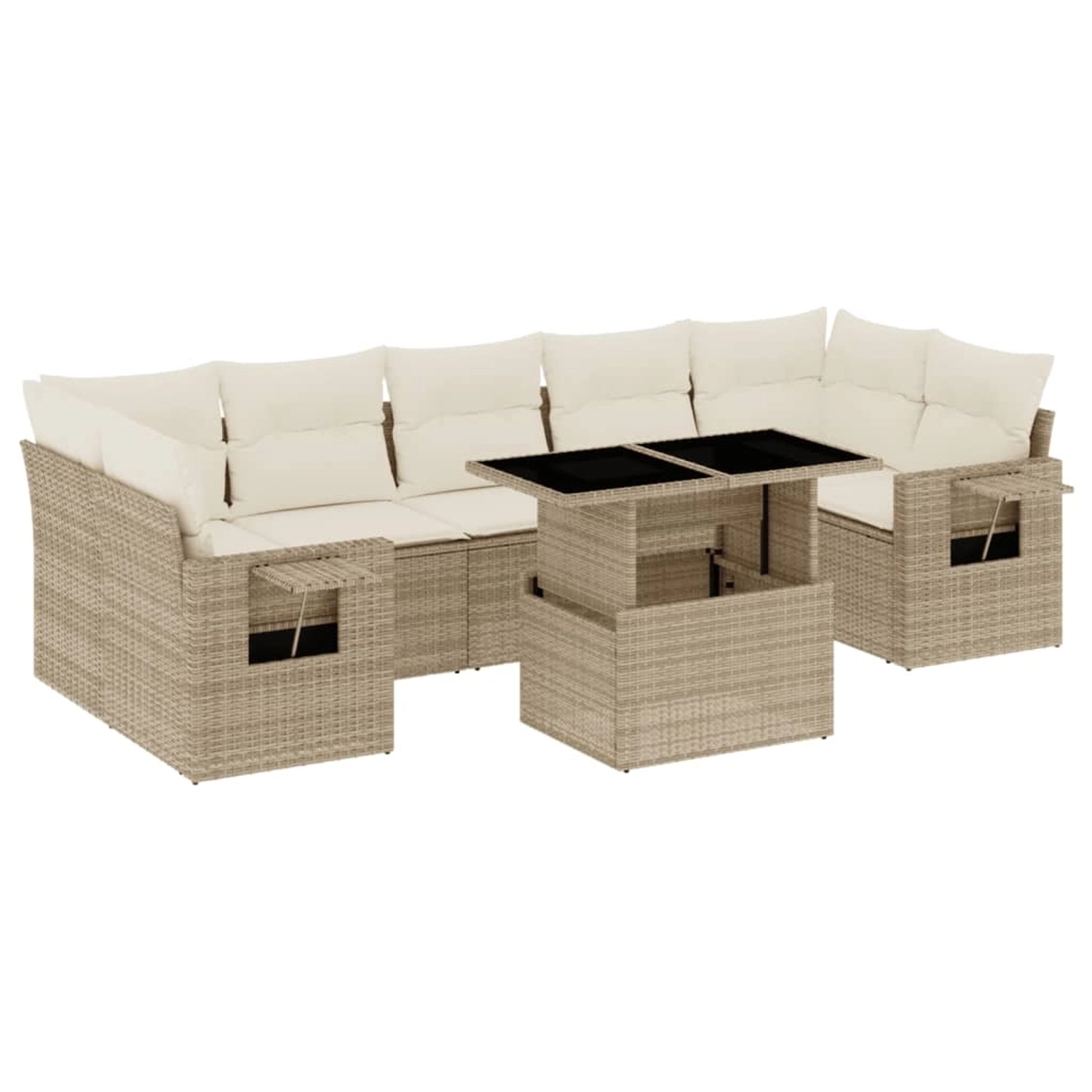 vidaXL 8-Tlg Garten-Sofagarnitur mit Kissen Beige Poly Rattan 3267778 günstig online kaufen
