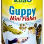 Tetra Guppy Mini Flakes Fischfutter im Behälter, geeignet für Aquarienfische.