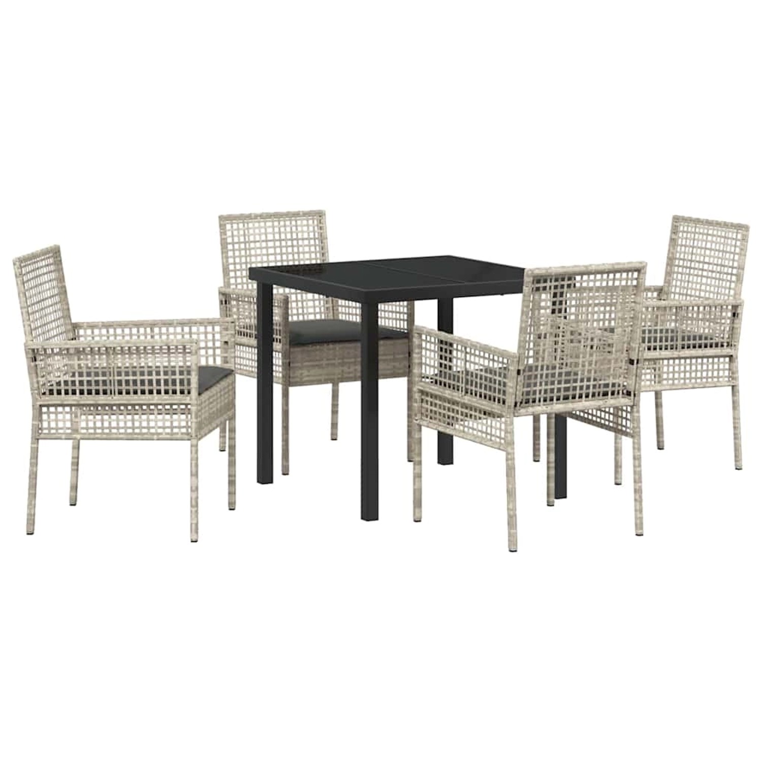vidaXL 5-Teilige Garten Essgruppe mit Kissen Hellgrau Poly Rattan 3379899 günstig online kaufen