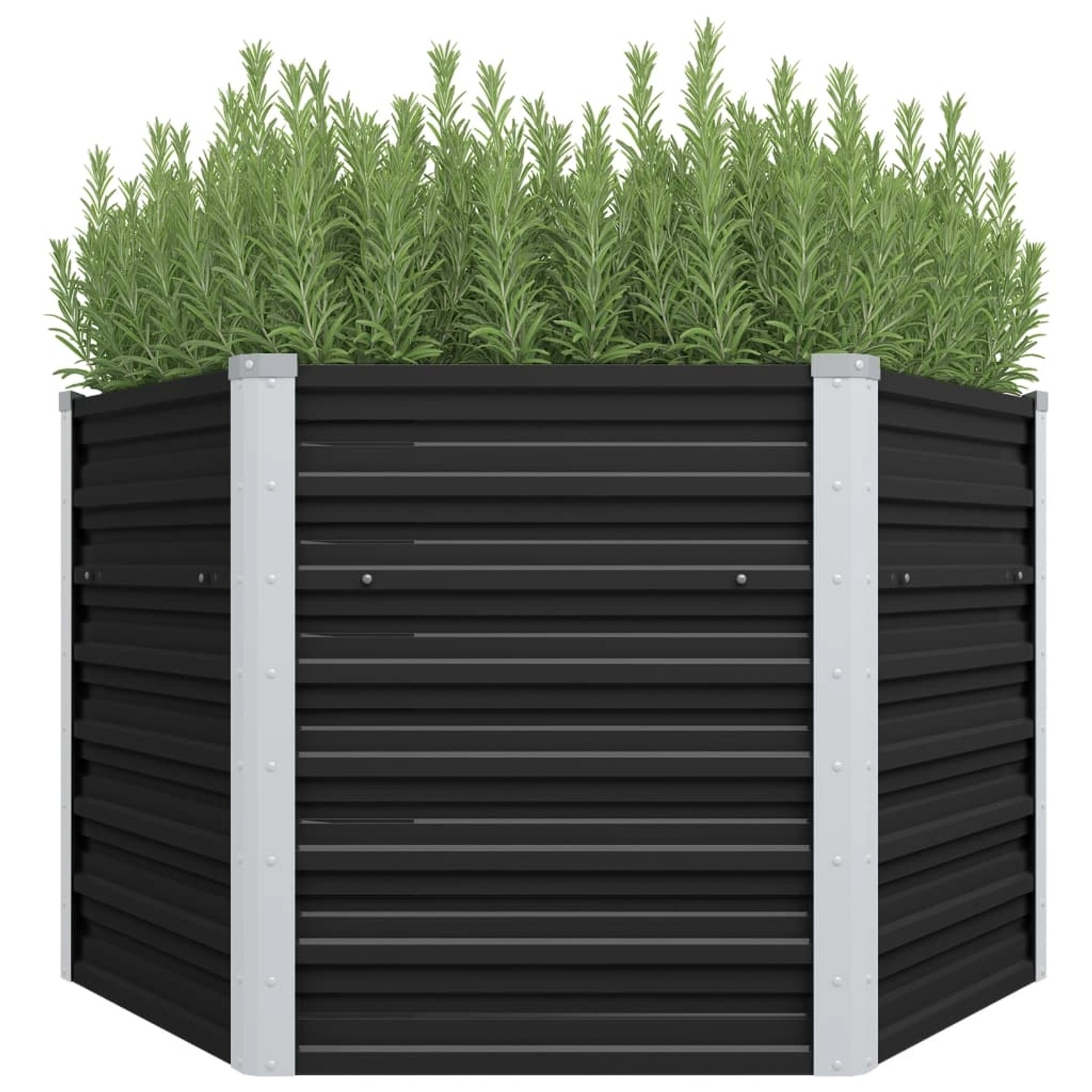 furnicato Garten-Hochbeet Anthrazit 129 x 129 x 77 cm Verzinkter Stahl