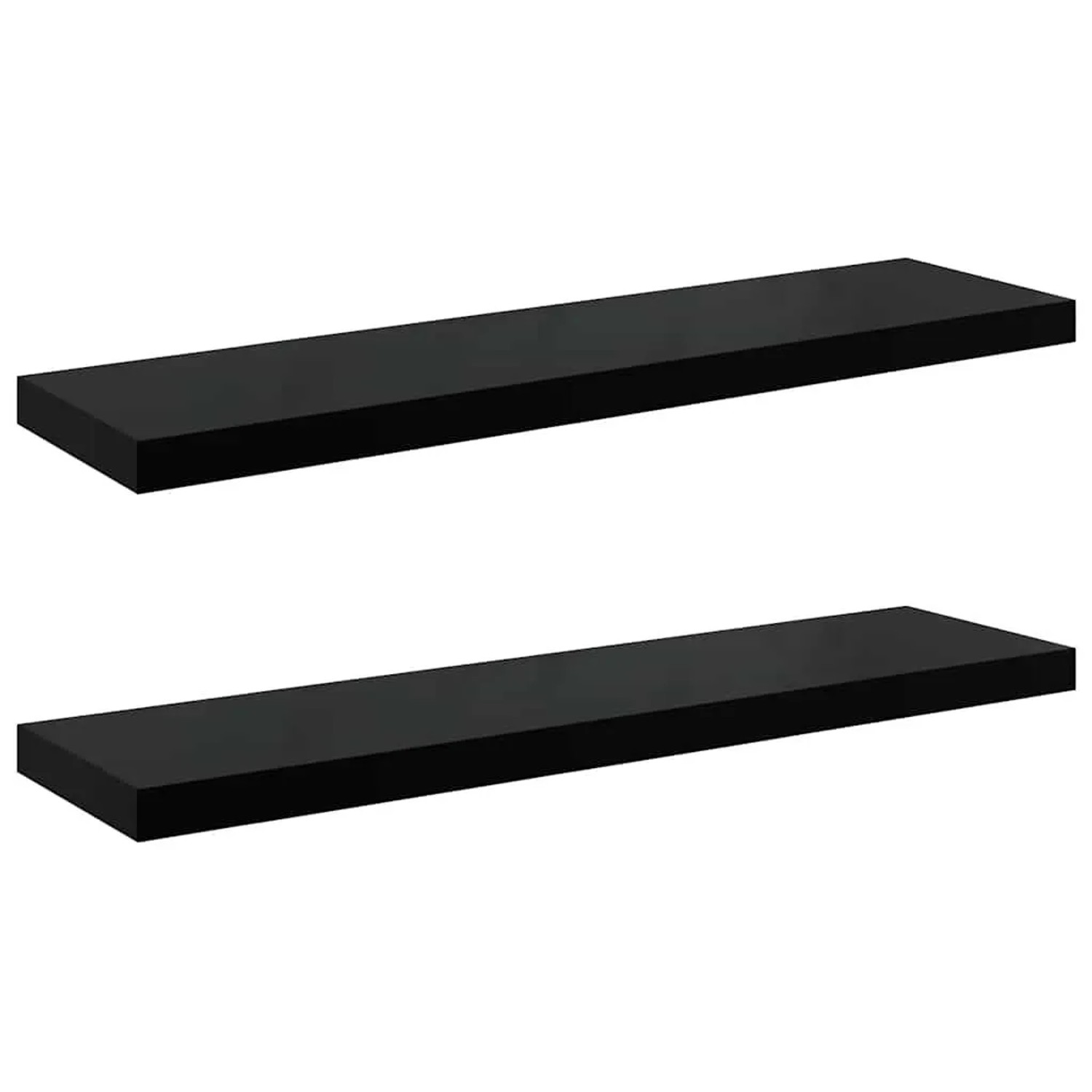 vidaXL Schweberegale 2 Stk Hochglanz-Schwarz 90x23,5x3,8 cm MDF 323776