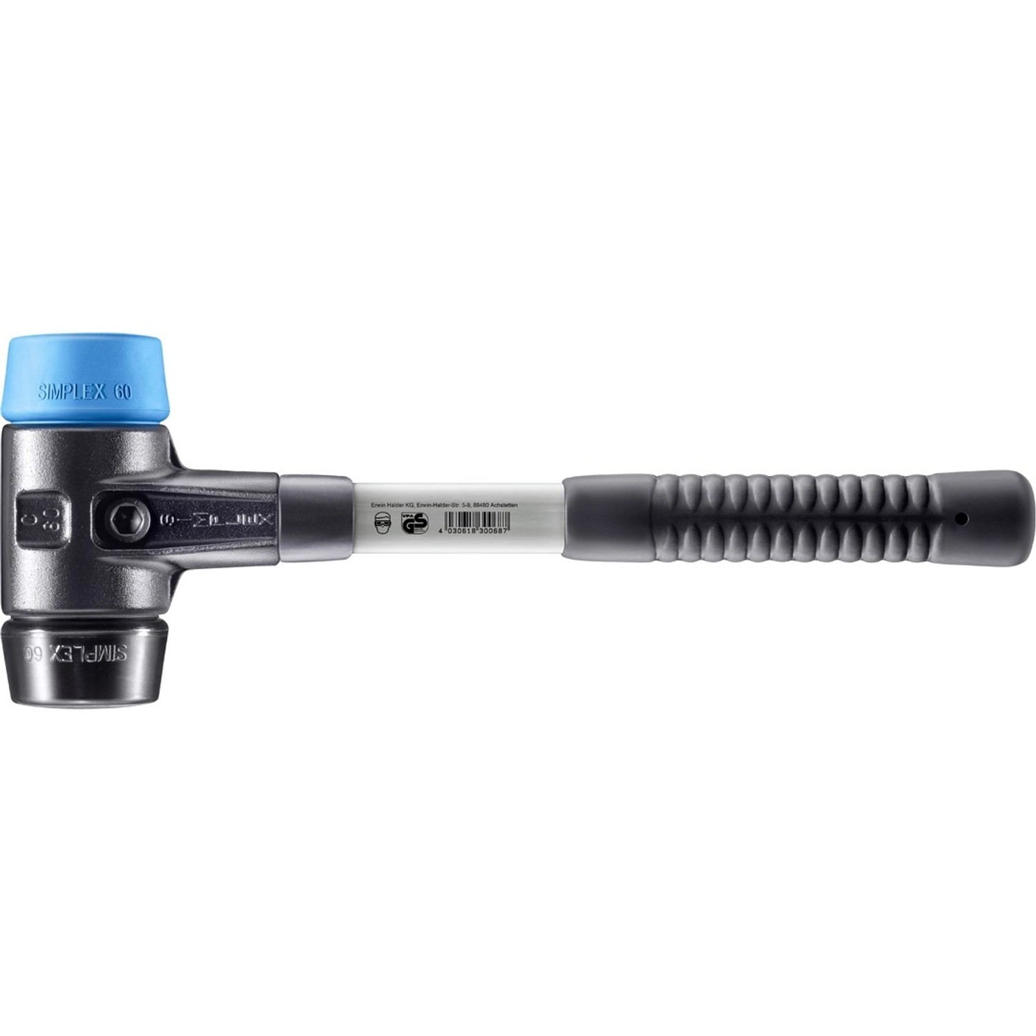Halder Simplex Schonhammer Ø 60 mm TPE-soft Blau   Gummi Schwarz mit Verstä günstig online kaufen
