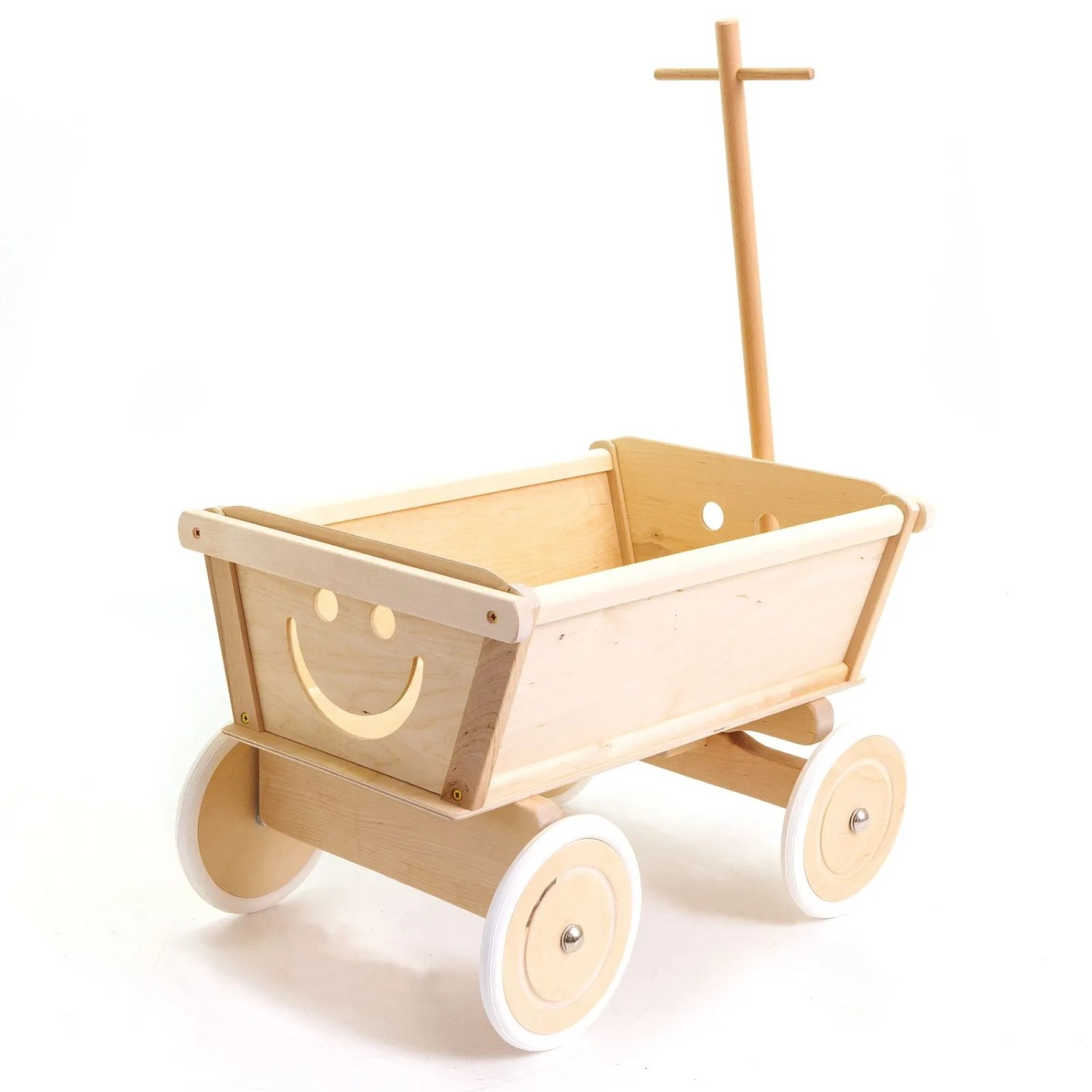 HolzFee Handwagen Hawa 50-2-R  für Kinder Kastenwagen Buche Naturbelassen Spielzeugwagen Räder Holz