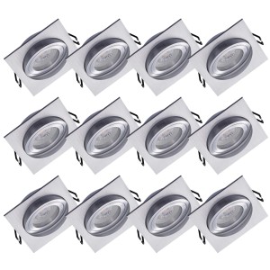 Oktaplex 12er Set Einbaustrahler Aluminium Lyon Schwenkbar 3000K Warmweiß 380lm 4,8W Silber Deckenspot Eckig