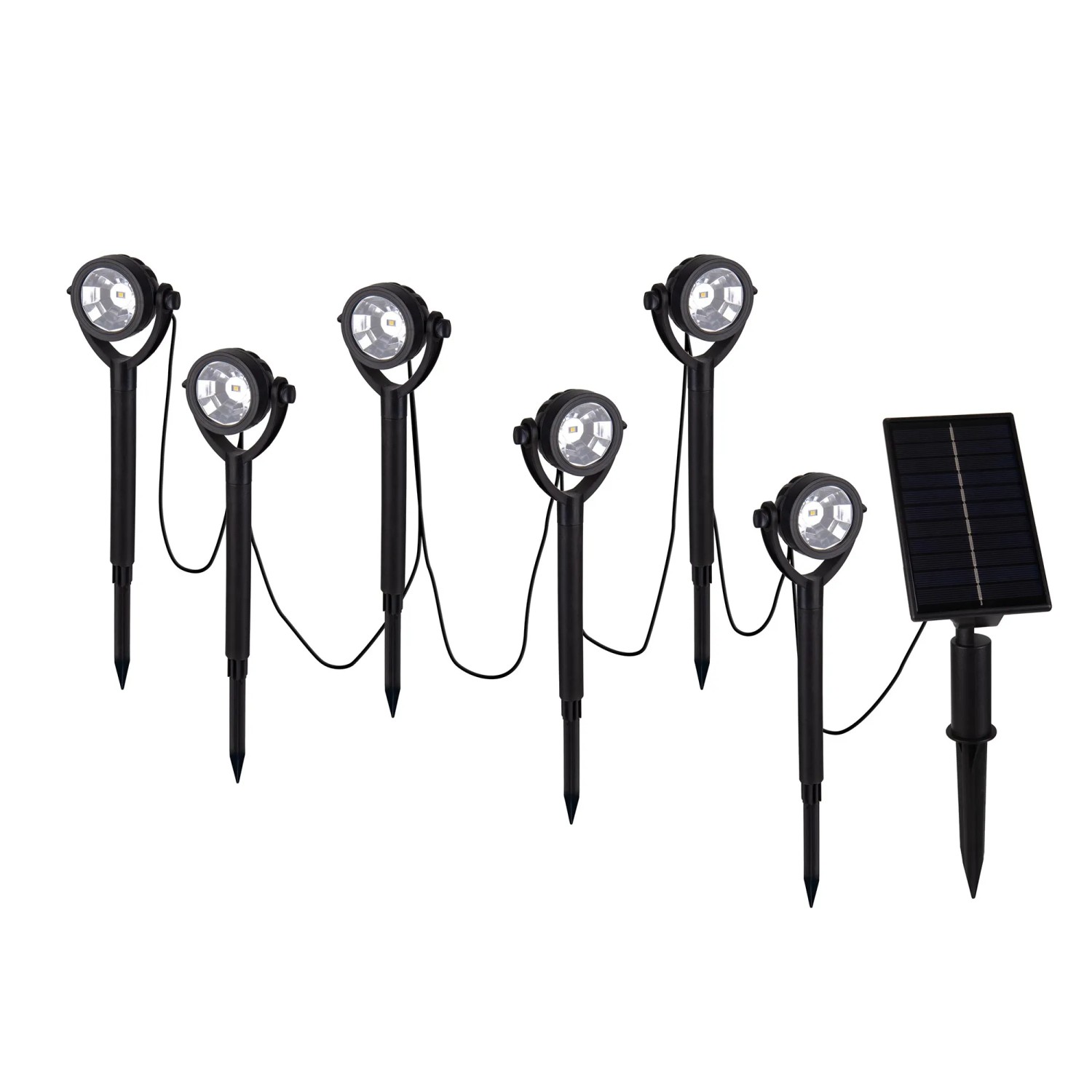 Näve LED-Solar-Erdspießleuchten Nomi Schwarz 33 cm x 475 cm x 4,8 cm 6er-Set