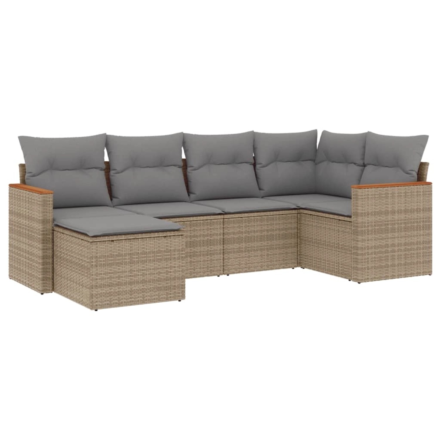 vidaXL 6-Tlg Garten-Sofagarnitur mit Kissen Beige Poly Rattan 3226178