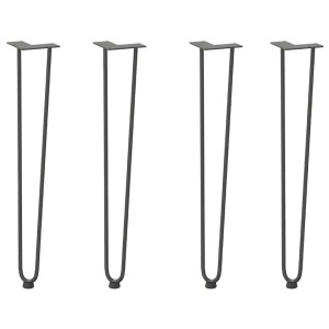 4er-Set Haarnadelbeine anthrazit, 72 cm, aus Stahl für Konsolentische.