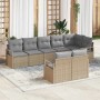 Beiges 8-teiliges Garten-Sofa-Set aus Poly Rattan von vidaXL für Terrasse und Garten.