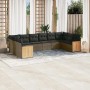 Graue 10-tlg. vidaXL Garten-Sofagarnitur aus Polyrattan mit Kissen auf Terrasse.